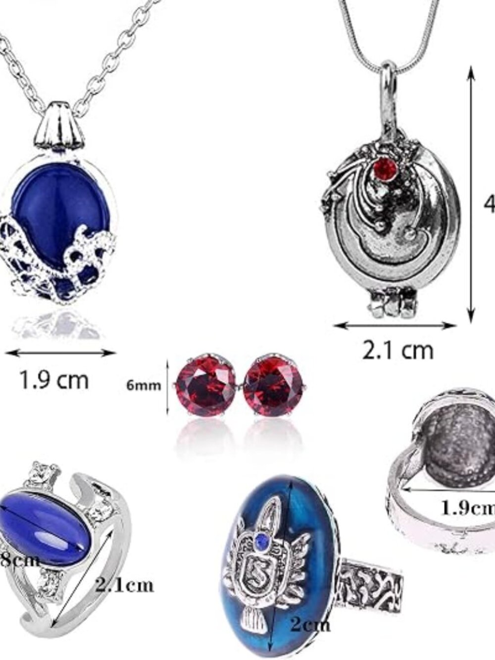 YouU 6pc Vampire Vintage Jewelry: Elena Locket, Katherine Necklace, Stefan Ring